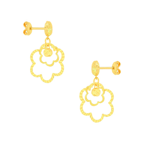 22k Yellow Gold Dangler Large Earrings with gold weight of 3g