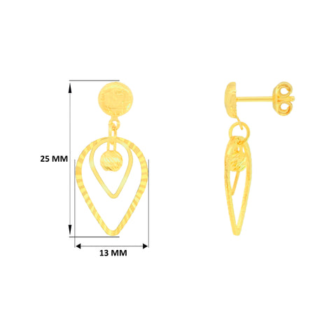 22k Yellow Gold Dangler Large Earrings with gold weight of 2.93g