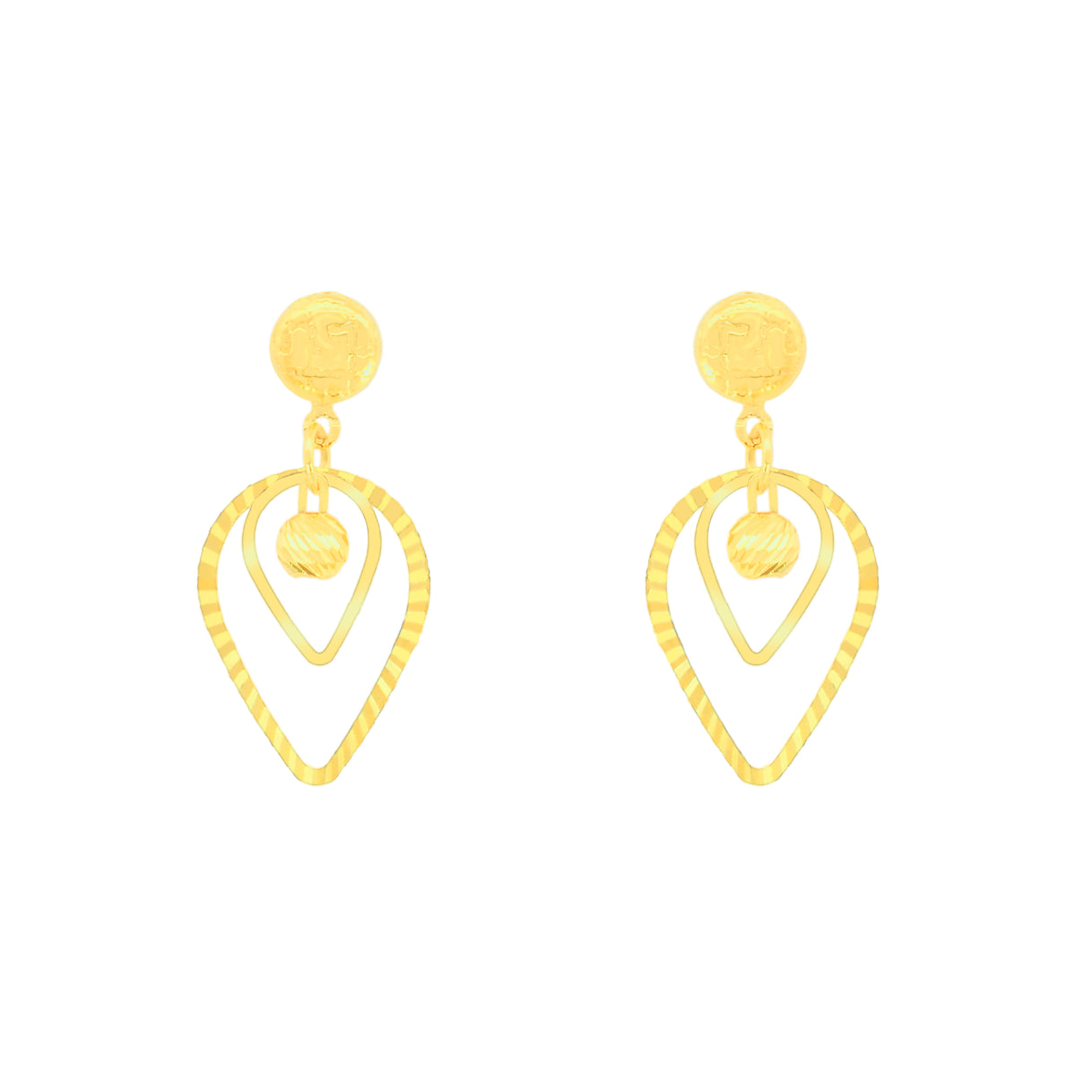 22k Yellow Gold Dangler Large Earrings with gold weight of 2.93g