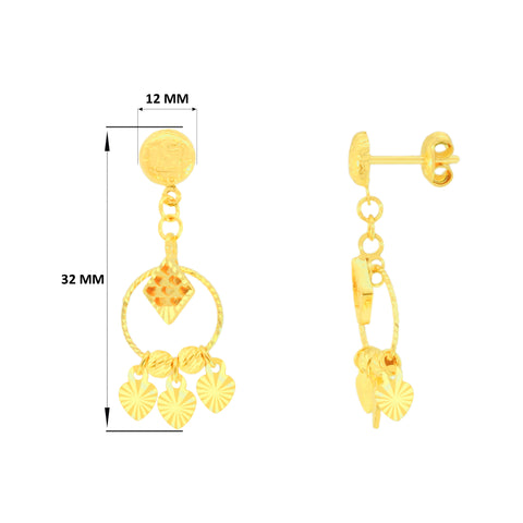 22k Yellow Gold Dangler Large Earrings with gold weight of 4g