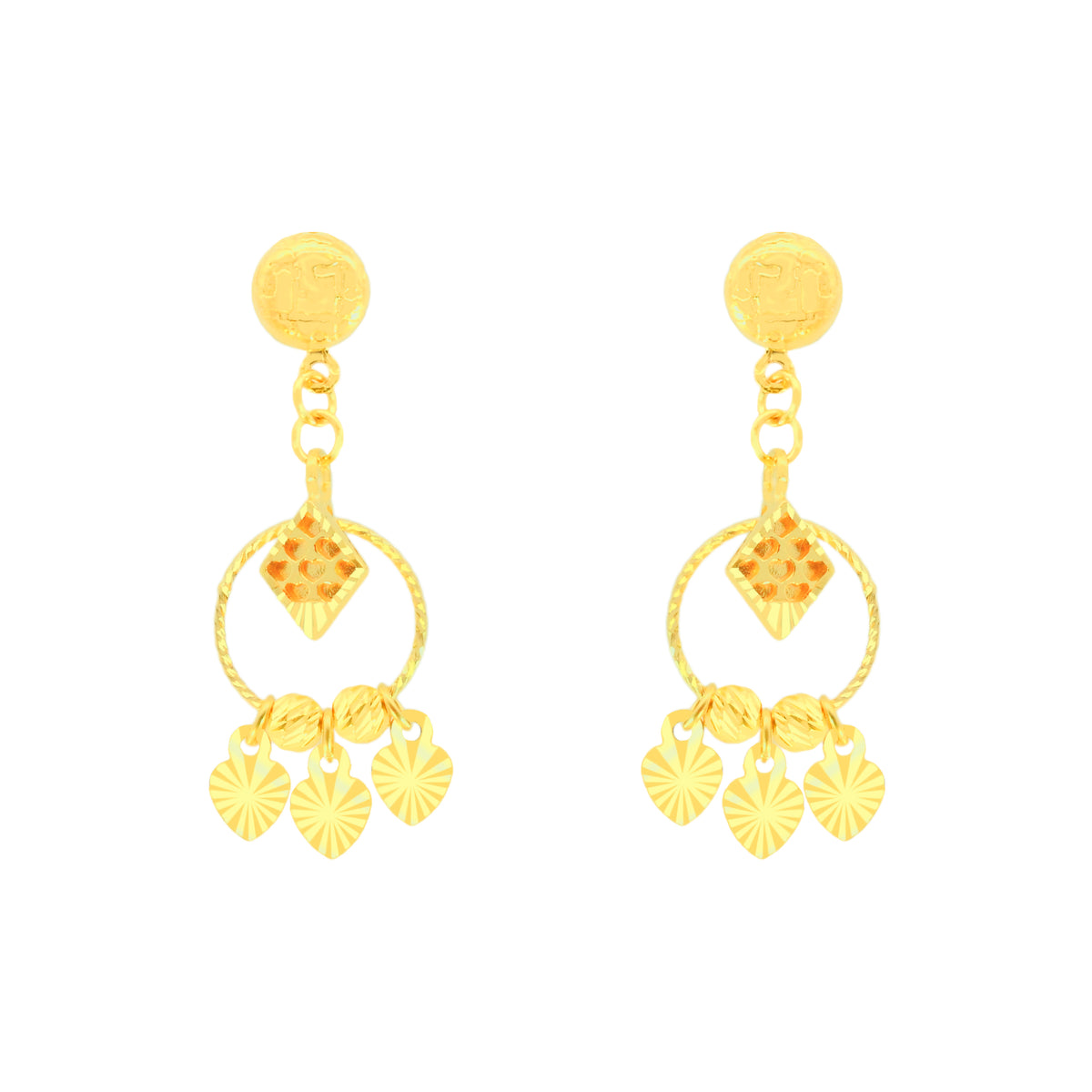 22k Yellow Gold Dangler Large Earrings with gold weight of 4g
