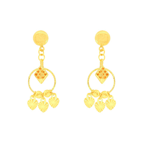 22k Yellow Gold Dangler Large Earrings with gold weight of 4g