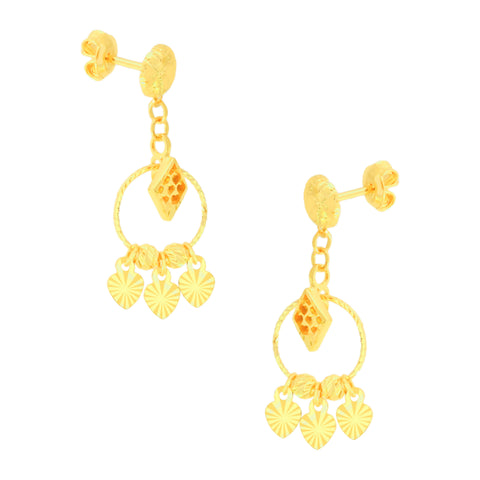 22k Yellow Gold Dangler Large Earrings with gold weight of 4g