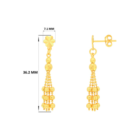 22k Yellow Gold Dangler Large Earrings with gold weight of 3.623g