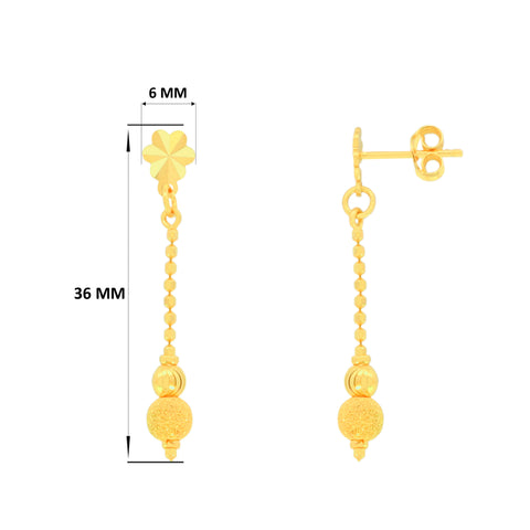 22k Yellow Gold Dangler Large Earrings with gold weight of 2.95g