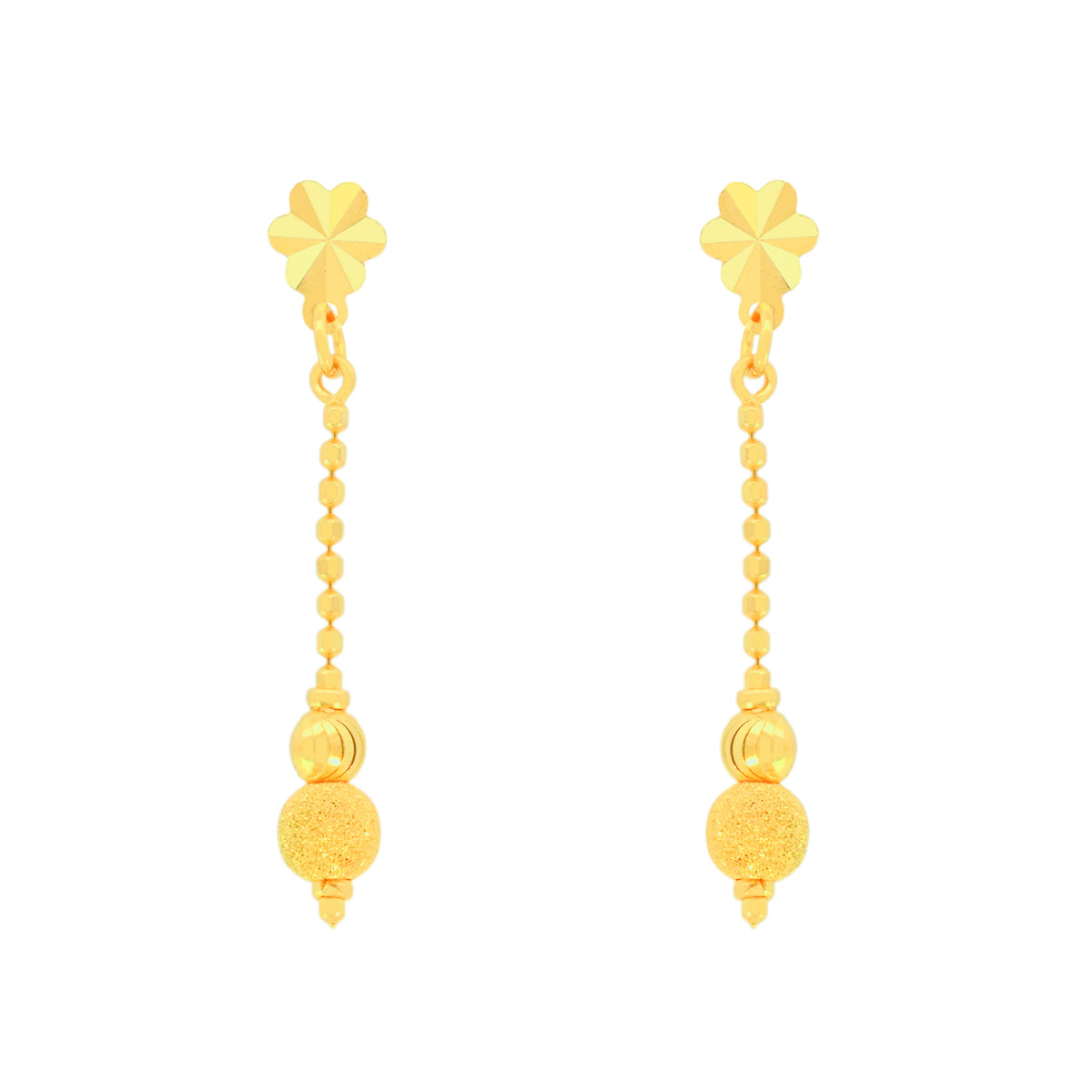 22k Yellow Gold Dangler Large Earrings with gold weight of 2.95g