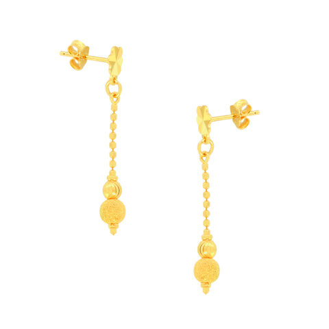 22k Yellow Gold Dangler Large Earrings with gold weight of 2.95g