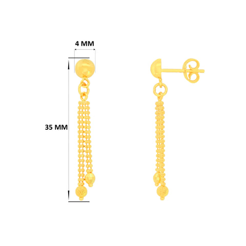 22k Yellow Gold Dangler Large Earrings with gold weight of 2.57g