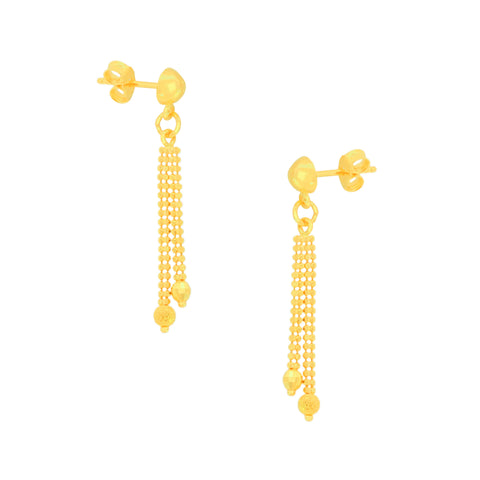 22k Yellow Gold Dangler Large Earrings with gold weight of 2.56g