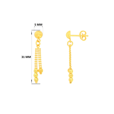 22k Yellow Gold Dangler Large Earrings with gold weight of 2.63g