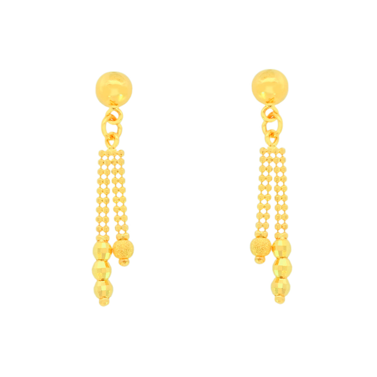22k Yellow Gold Dangler Large Earrings with gold weight of 2.63g