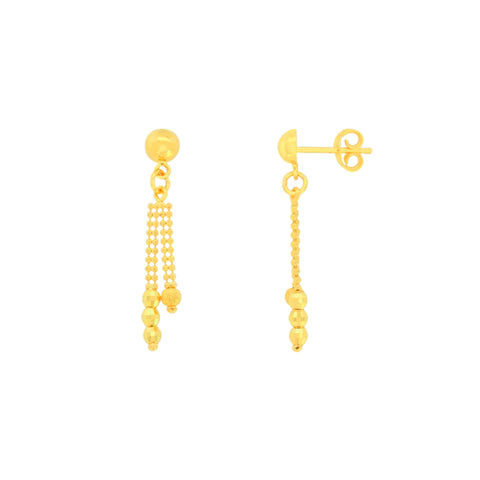 22k Yellow Gold Dangler Large Earrings with gold weight of 2.63g