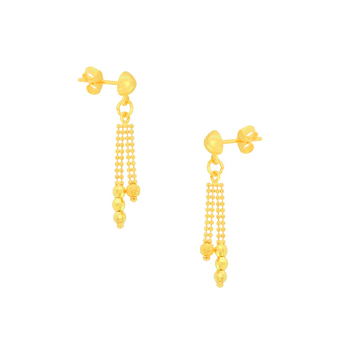 22k Yellow Gold Dangler Large Earrings with gold weight of 2.63g