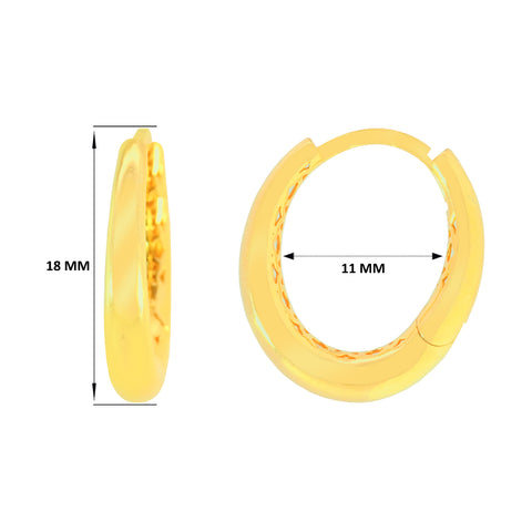 22k Yellow Gold Oval Hoop Earrings with gold weight of 3.51g