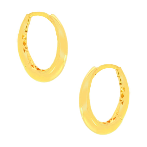 22k Yellow Gold Oval Hoop Earrings with gold weight of 3.5g