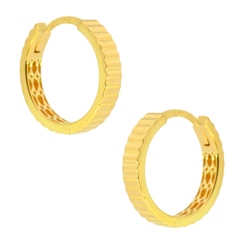 22k Yellow Gold Fancy Hoop Earrings with gold weight of 2.24g