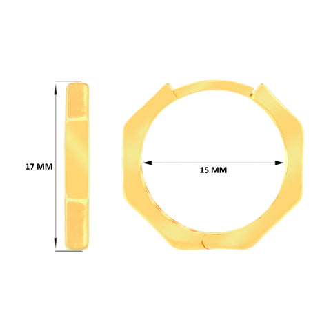 22k Yellow Gold Hexagon-shaped Hoop  Earrings with gold weight of 2.74g