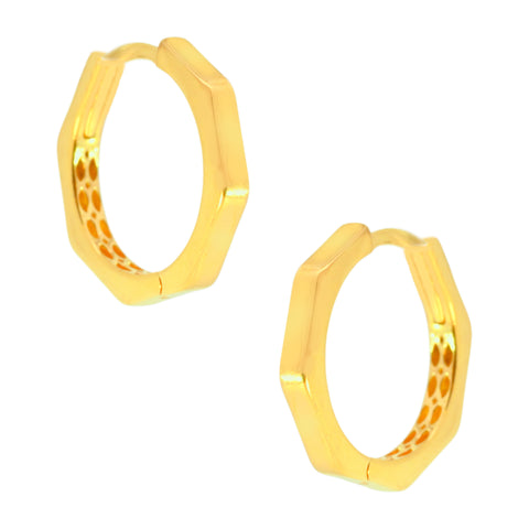 22k Yellow Gold Hexagon-shaped Hoop  Earrings with gold weight of 2.74g