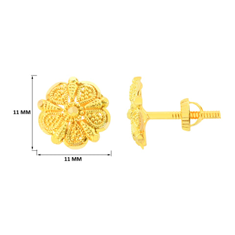 22k Yellow Gold Stud Earrings with gold weight of 2.18g