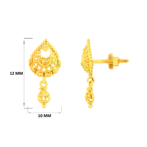 22k Yellow Gold Dangler Earrings with gold weight of 3.7g