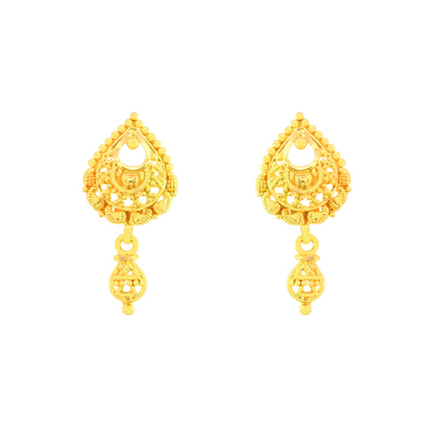 22k Yellow Gold Dangler Earrings with gold weight of 3.7g