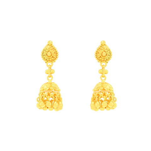 22k Yellow Gold Jhoomkas Earrings with gold weight of 4.67g