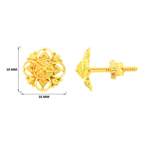 22k Yellow Gold Stud Earrings with gold weight of 1.86g