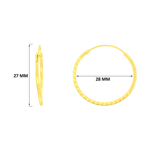 22k Yellow Gold Hoop Earrings with gold weight of 2.08g