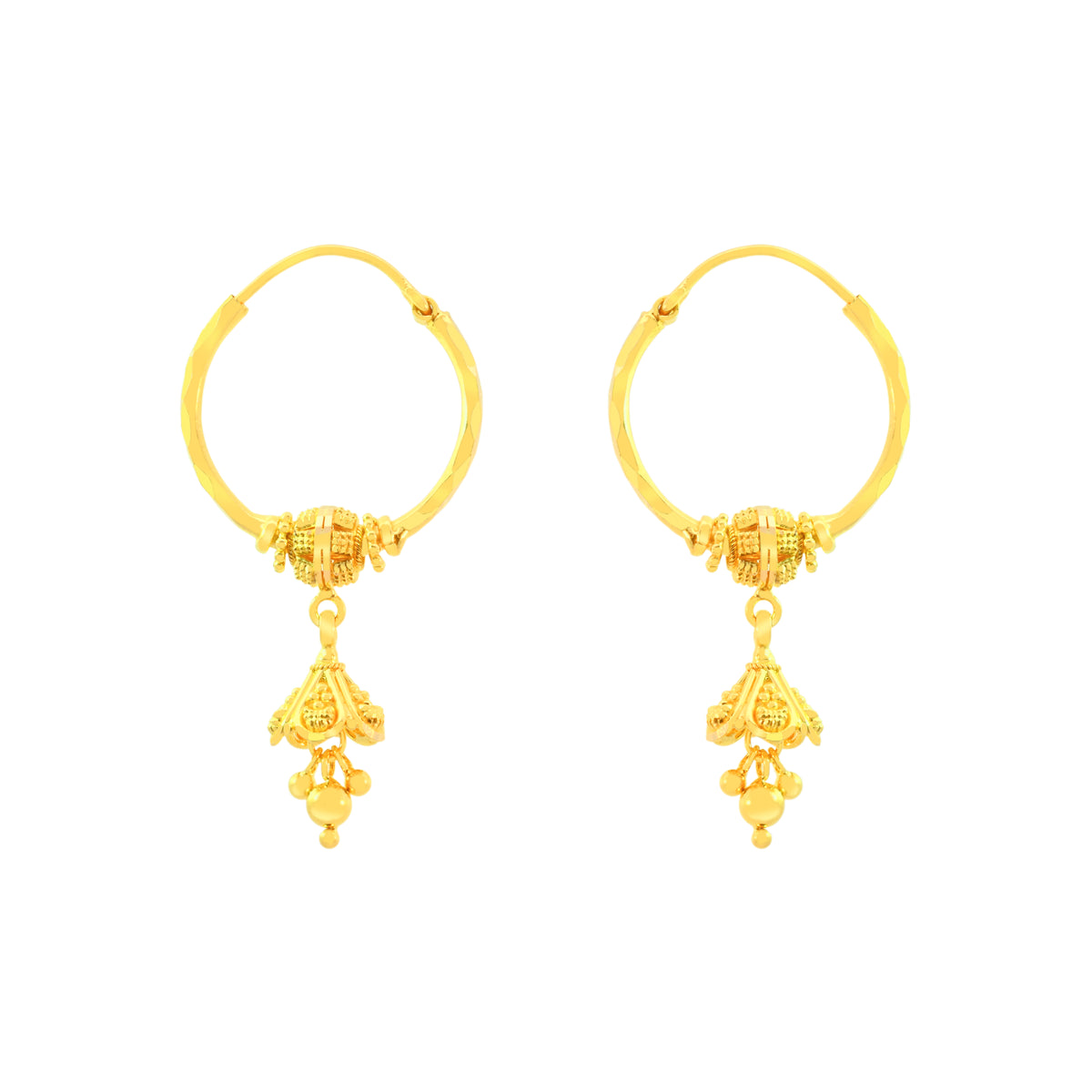 22k Yellow Gold Dangler Earrings with gold weight of 5.47g