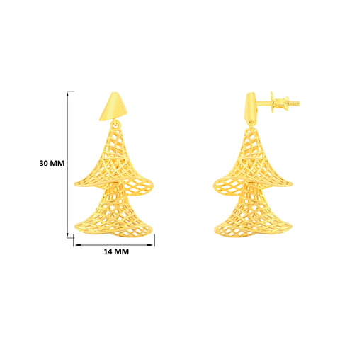 22k Yellow Gold Filigree Dangler Turkish Earrings with gold weight of 7.68g