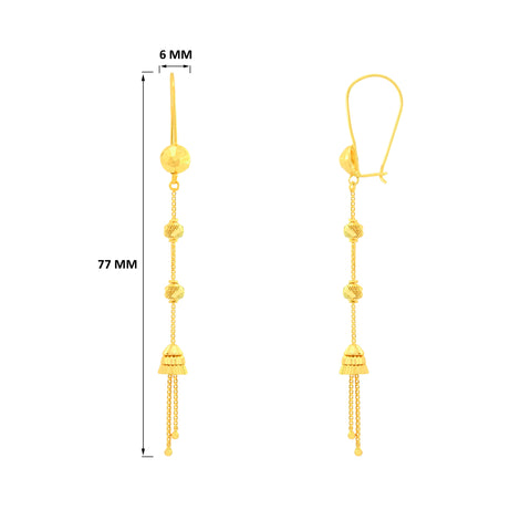 22k Yellow Gold Dangler Turkish Earrings with gold weight of 4.18g