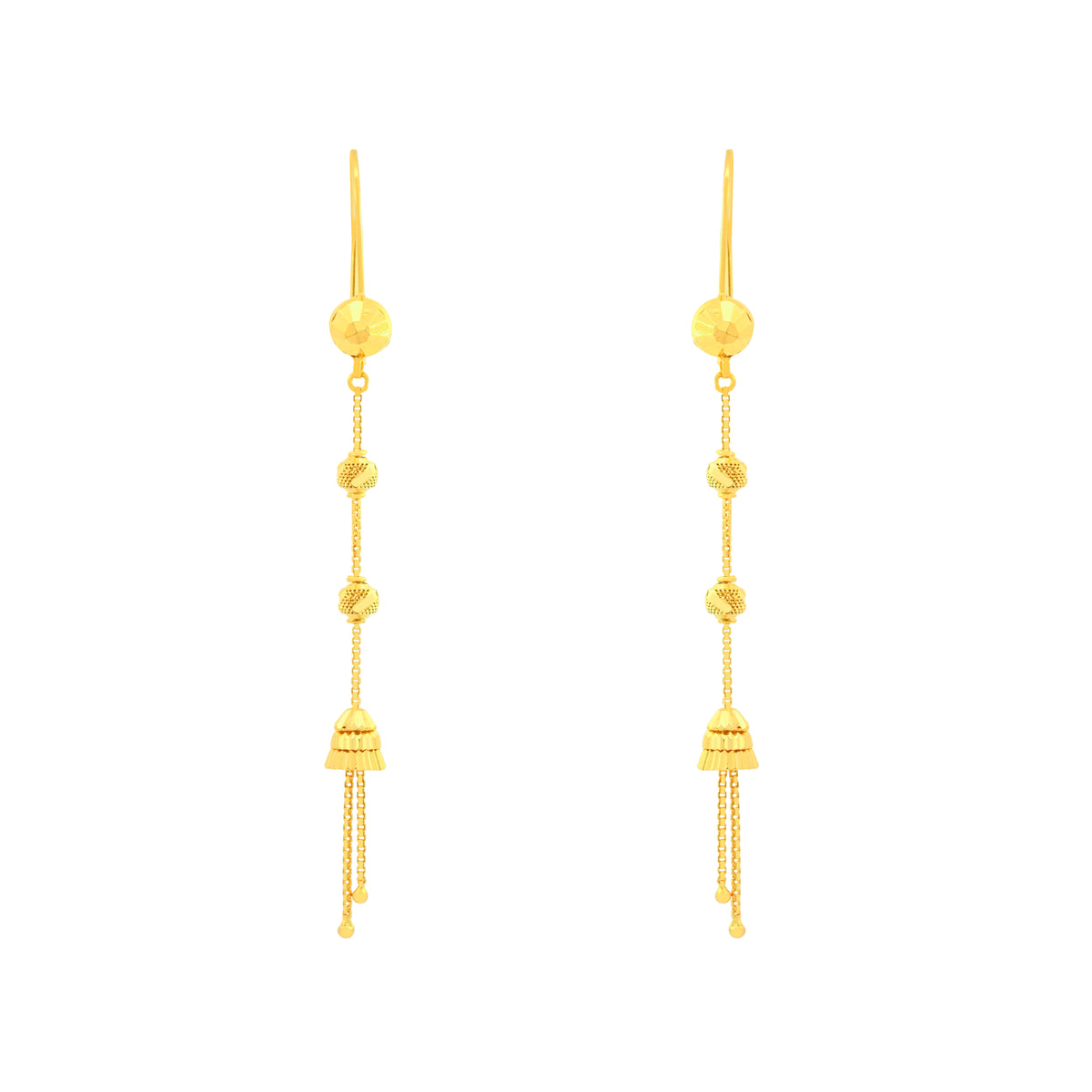 22k Yellow Gold Dangler Turkish Earrings with gold weight of 4.18g