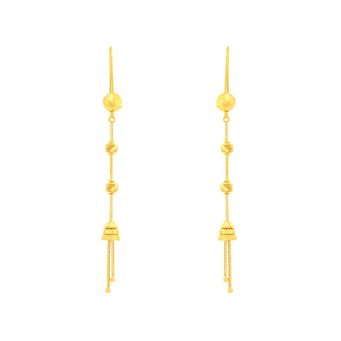 22k Yellow Gold Dangler Turkish Earrings with gold weight of 4.18g