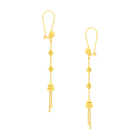 22k Yellow Gold Dangler Turkish Earrings with gold weight of 4.18g