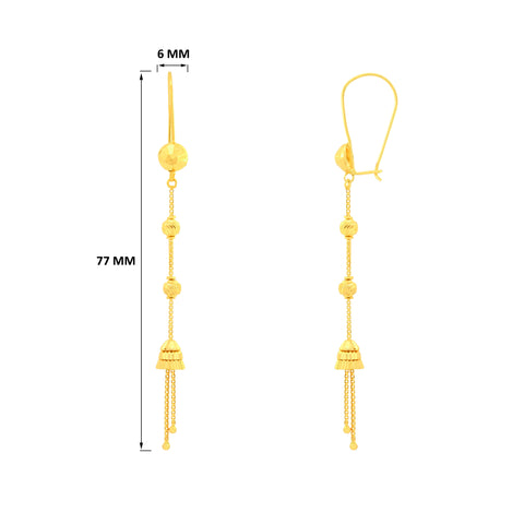 22k Yellow Gold Dangler Turkish Earrings with gold weight of 4.28g