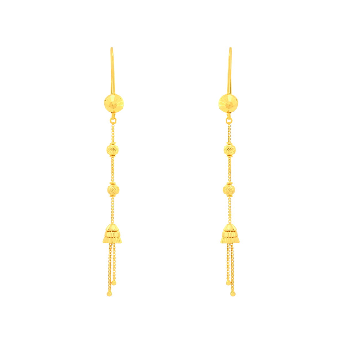 22k Yellow Gold Dangler Turkish Earrings with gold weight of 4.28g