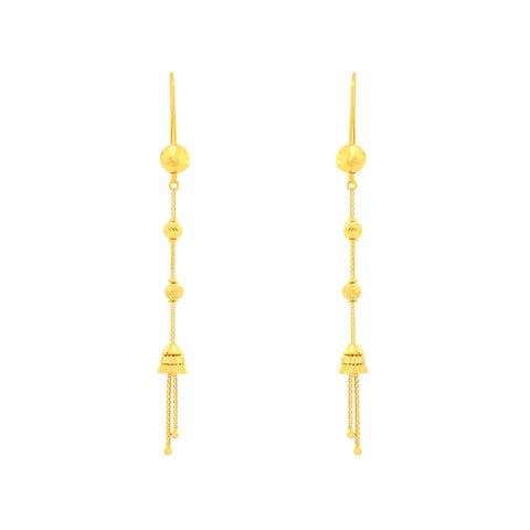 22k Yellow Gold Dangler Turkish Earrings with gold weight of 4.28g