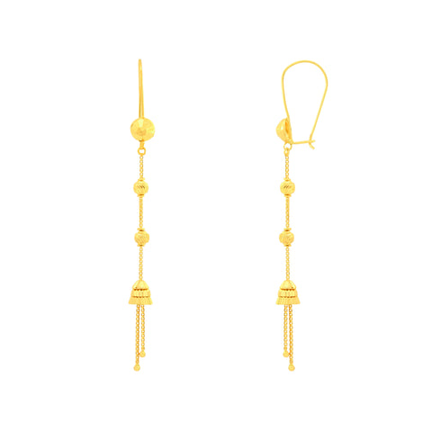 22k Yellow Gold Dangler Turkish Earrings with gold weight of 4.28g