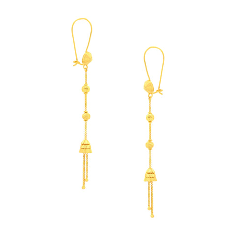 22k Yellow Gold Dangler Turkish Earrings with gold weight of 4.28g