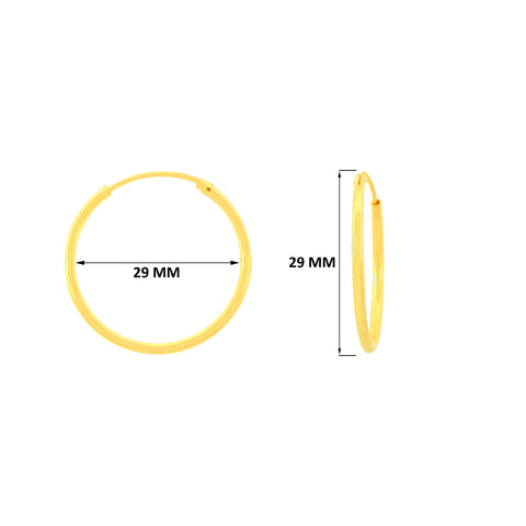 22k Yellow Gold Hoop Earrings with gold weight of 3.47g