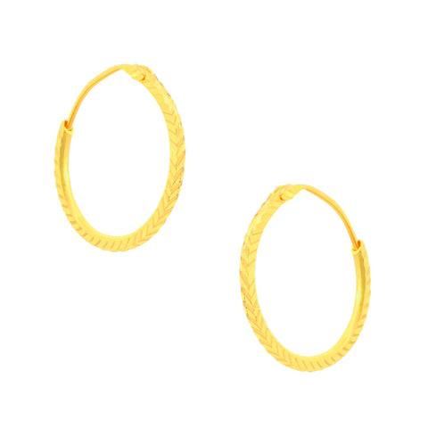22k Yellow Gold Hoop Earrings with gold weight of 2.11g