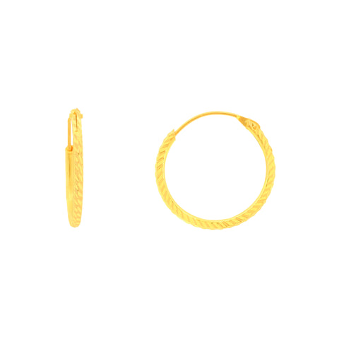 22k Yellow Gold Hoop Earrings with gold weight of 2.11g