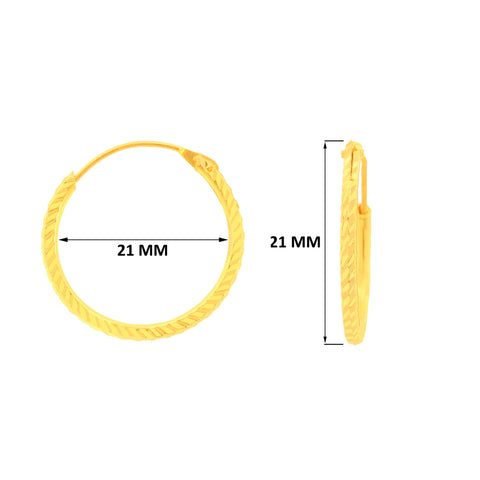 22k Yellow Gold Hoop Earrings with gold weight of 2.11g