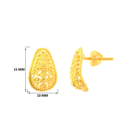 22k Yellow Gold Stud Earrings with gold weight of 4.06g
