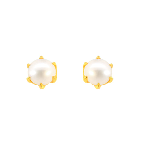 22k Yellow Gold Stud Pearl Baby Earrings with gold weight of 1.11g