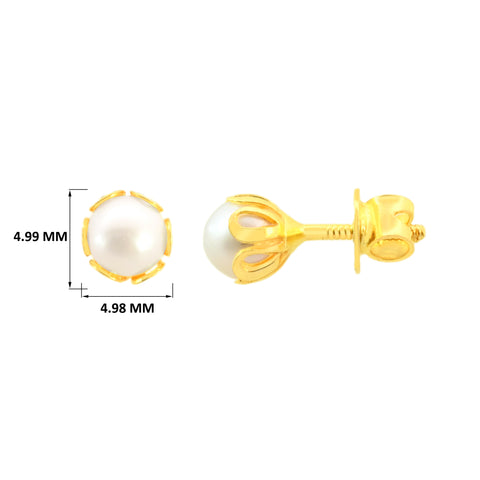 22k Yellow Gold Stud Pearl Earrings with gold weight of 1.46g