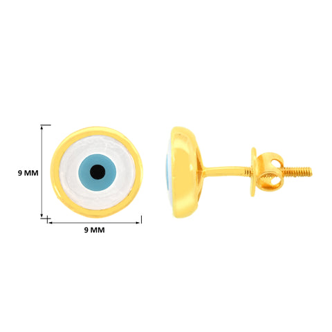 22k Yellow Gold Stud Evil-Eye Earrings with gold weight of 3.08g