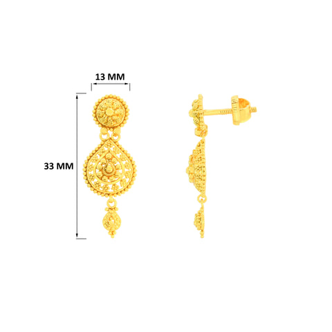 22k Yellow Gold Dangler Earrings with gold weight of 7.37g