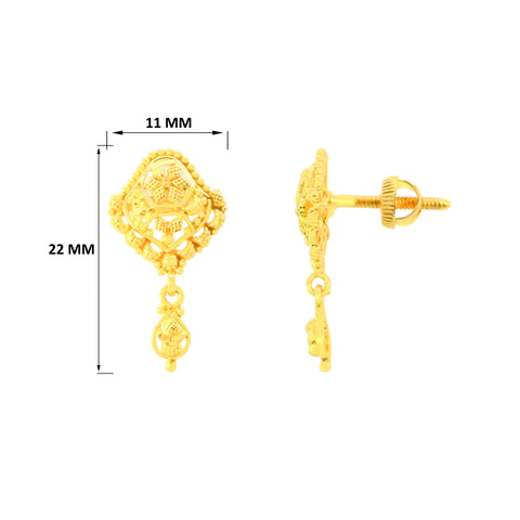 22k Yellow Gold Dangler Earrings with gold weight of 3.72g