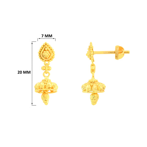 22k Yellow Gold Dangler Earrings with gold weight of 2.94g